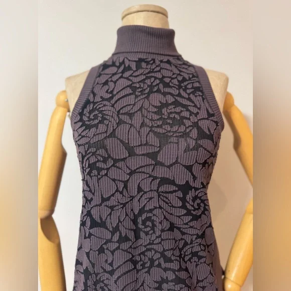 NWT ANTHROPOLOGIE MEADOW RUE Black and Dark Purple Turtleneck Tank (XS) - Picture 6 of 10